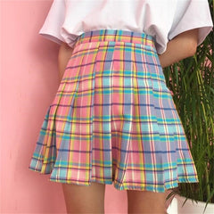 Kawaii Bright Colorful Plaid Skirt