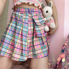 Kawaii Bright Colorful Plaid Skirt