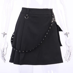 Gothic Black Skirt Cargo Pocket