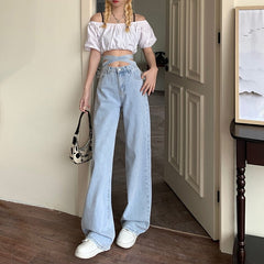 Denim Retro High Waist Pants