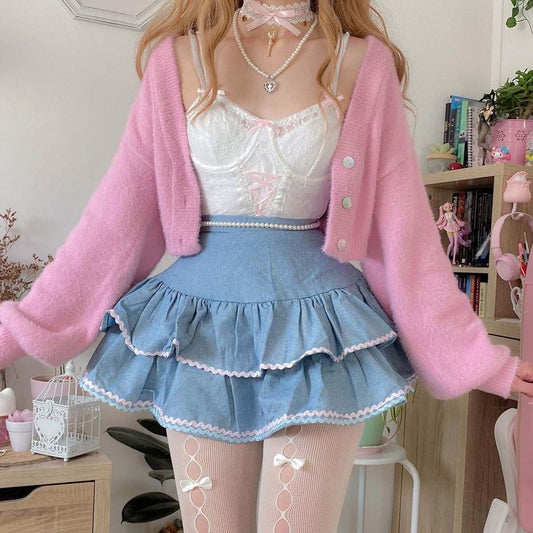 Dollette Kawaii denim mininederdel