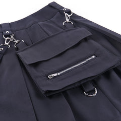 Gothic Black Skirt Cargo Pocket