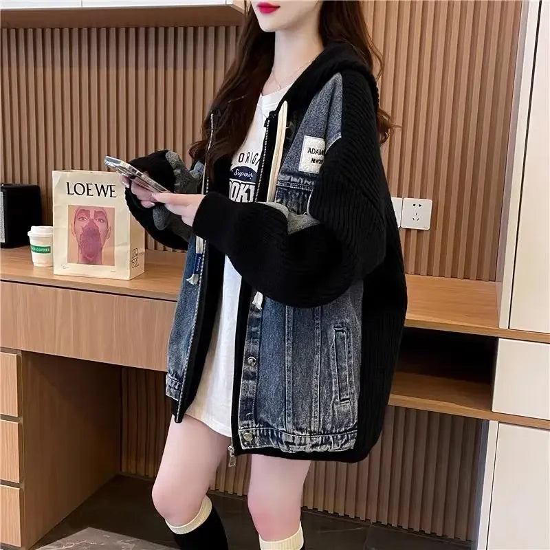 Cozy Knitted Denim Jacket