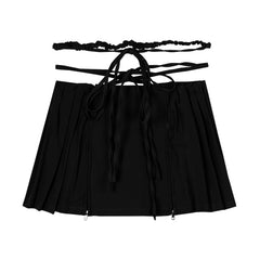 Fairy Grunge Lace-up Double Zipper Mini Skirt