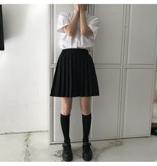 Gonna a pieghe uniforme da studentessa Dark Academia nera