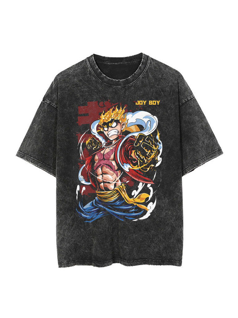 Joy Boy Luffy Vintage Tee Kawaii Side