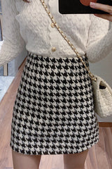 Retro Houndstooth uldnederdel