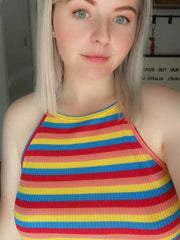 Rainbow Striped Halter Top