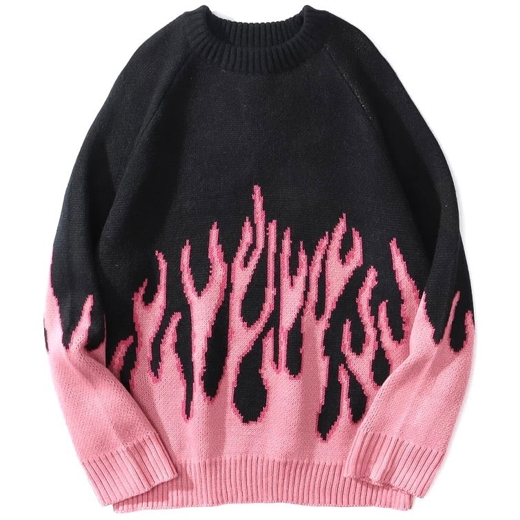 Pink Flame Sweatshirt Kawaii Side