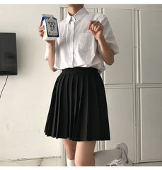 Dark Academia Schoolgirl Uniform Pleated Skirt Black