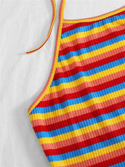 Rainbow Striped Halter Top