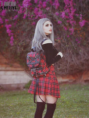 Egirl Punk Rock Plaid Straps Skirt