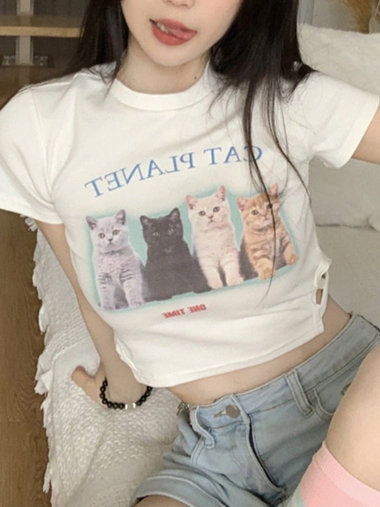 Cute Cat Friends Crop Top