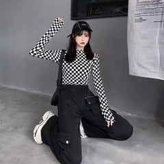 Slim Checkered LS Top