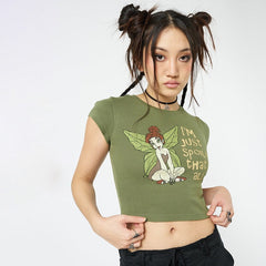 Fairycore Pixie Graphic Crop Top