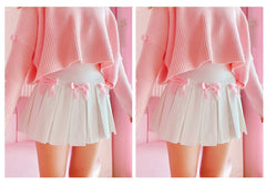 Dollette Kawaii Bow Pleated Mini Skirt