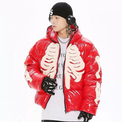 Skeleton Shiny Puffer Jacket