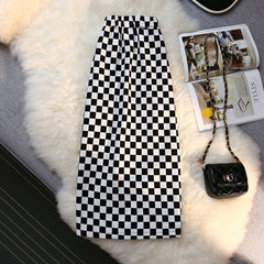 Long Skirt Checkerboard Print