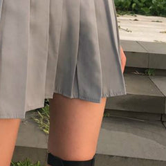 Dark Academia Schoolgirl Uniform Pleated Skirt Gray