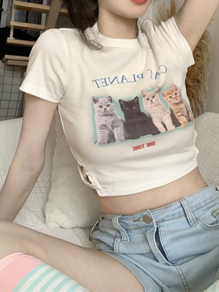 Cute Cat Friends Crop Top