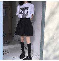 Dark Academia Schoolgirl Uniform Pleated Skirt Black