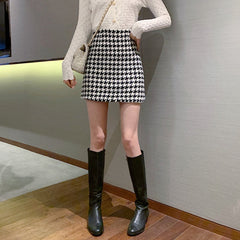 Retro Houndstooth uldnederdel