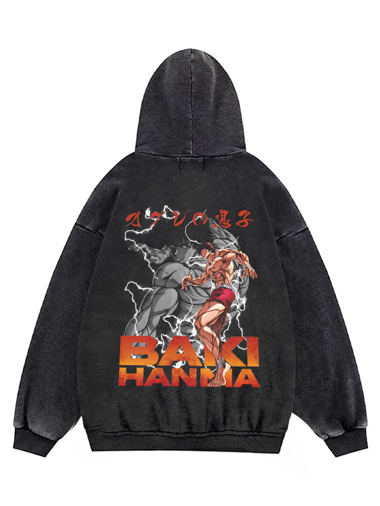 Hanma Baki Vintage Hoodie Kawaii Side