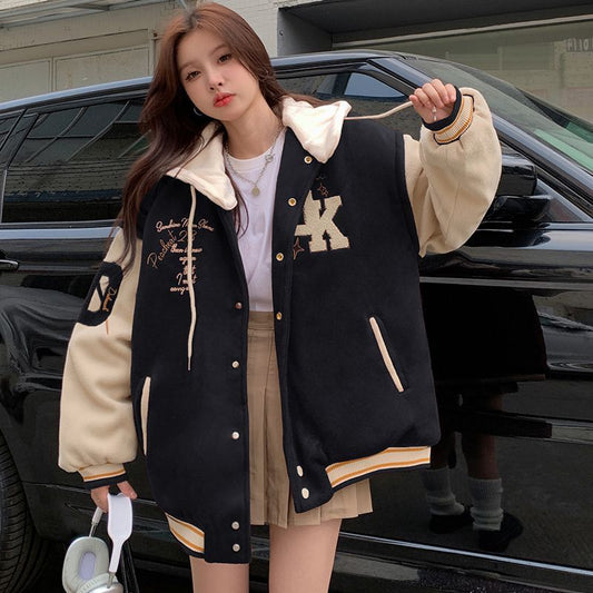 Retro Hooded Baseball Jacket