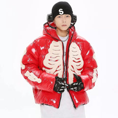 Skeleton Shiny Puffer Jacket