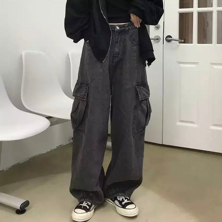 Wide Leg Cargo Pants Kawaii Side