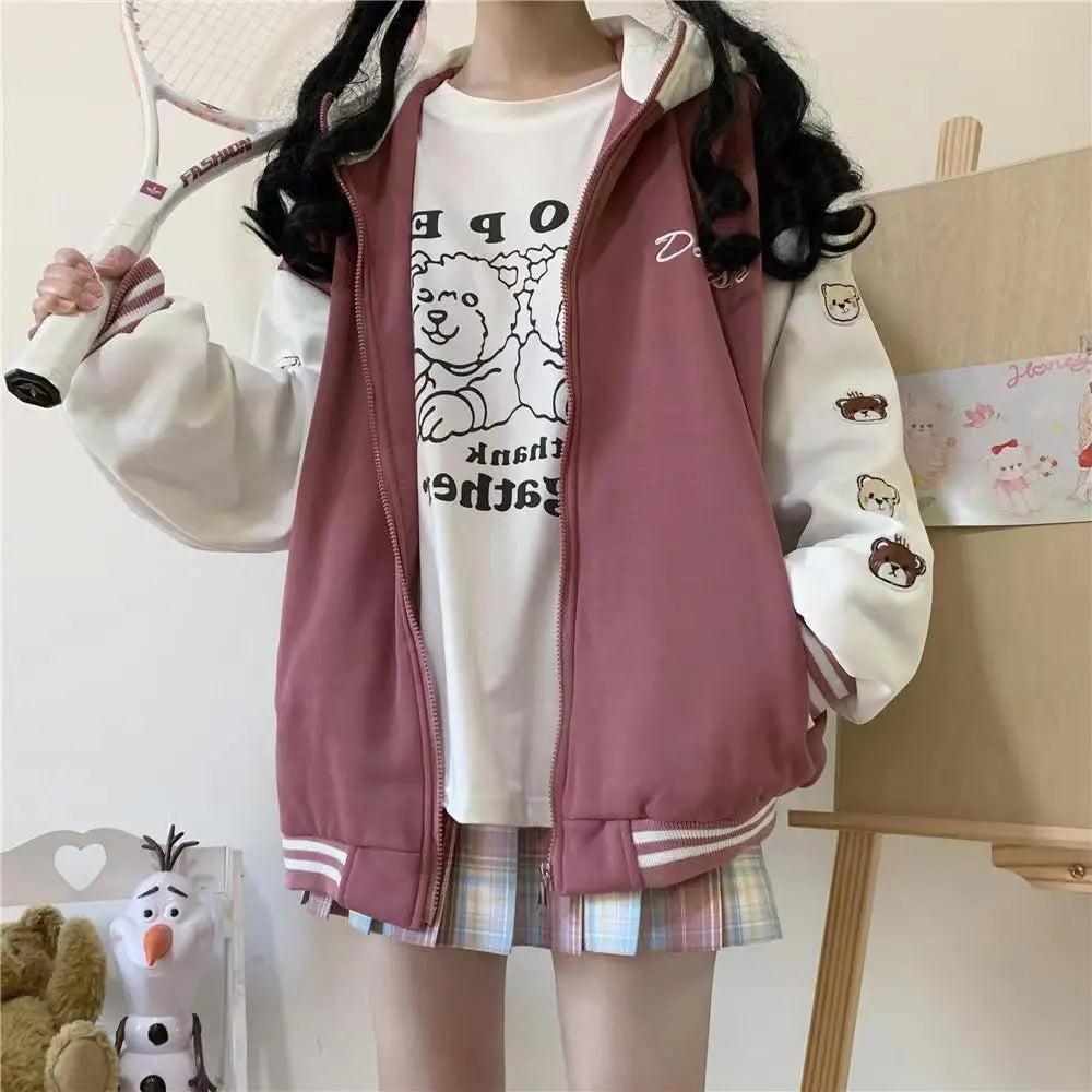 Y2k Kawaii Baseball Jacket Kawaii Side