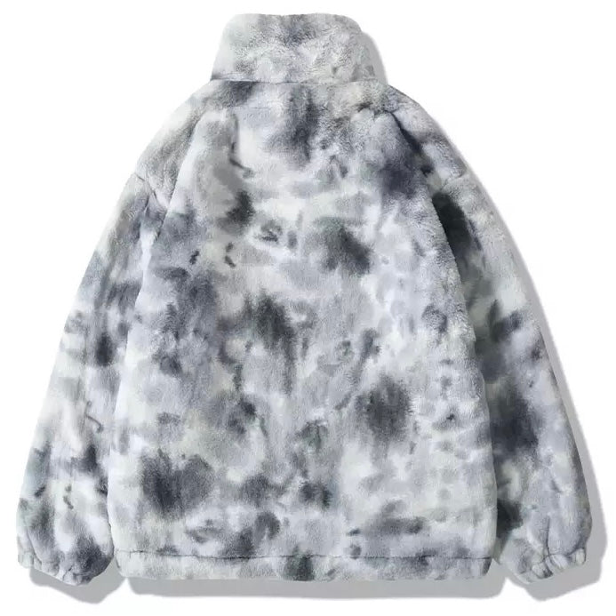 Giacca tie-dye in pelliccia sintetica