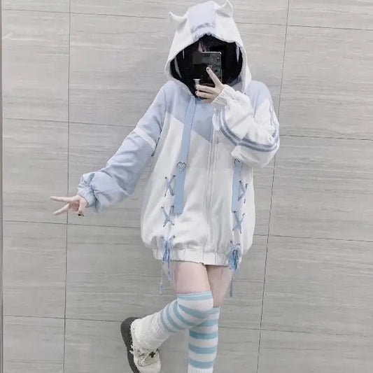 Y2K Oversized Pastel sportsjakke