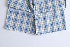 Koreansk split mini plaid nederdel med shorts