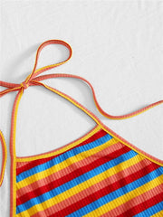 Rainbow Striped Halter Top