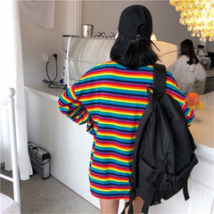 Bright Rainbow stribet langærmet T-shirt