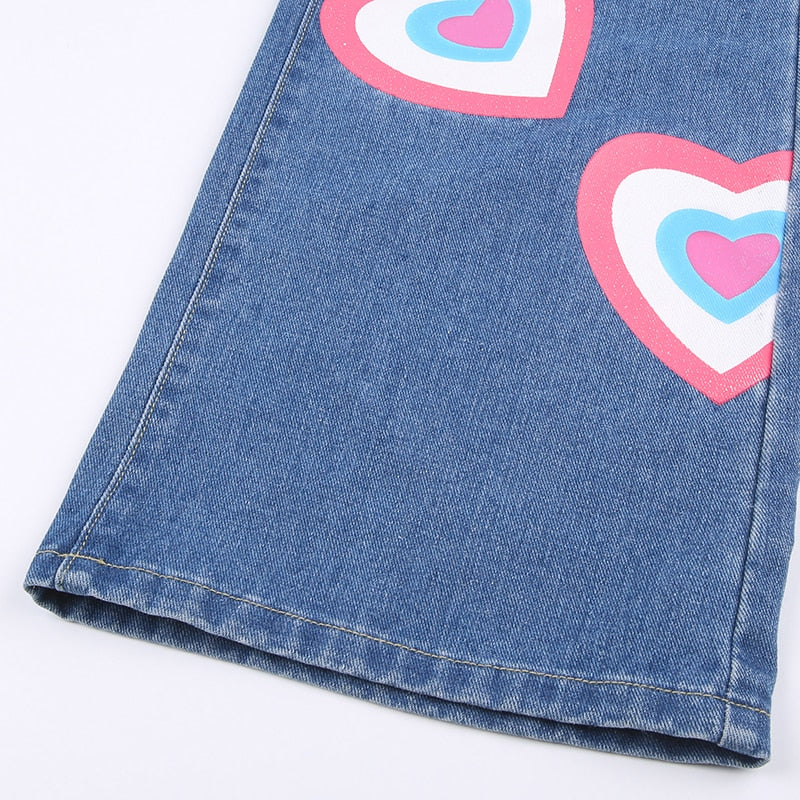 Y2K Indie Girl Heart Baggy Jeans