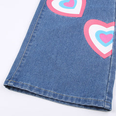 Jeans larghi con cuore per ragazza indie Y2K