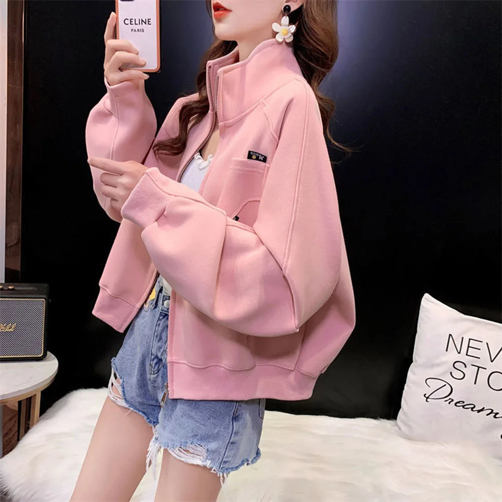 Korean Oversized Zipper Jacket Kawaii Side