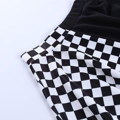 Checker Patchwork Skirt - Black and White