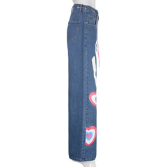 Y2K Indie Girl Heart Baggy jeans