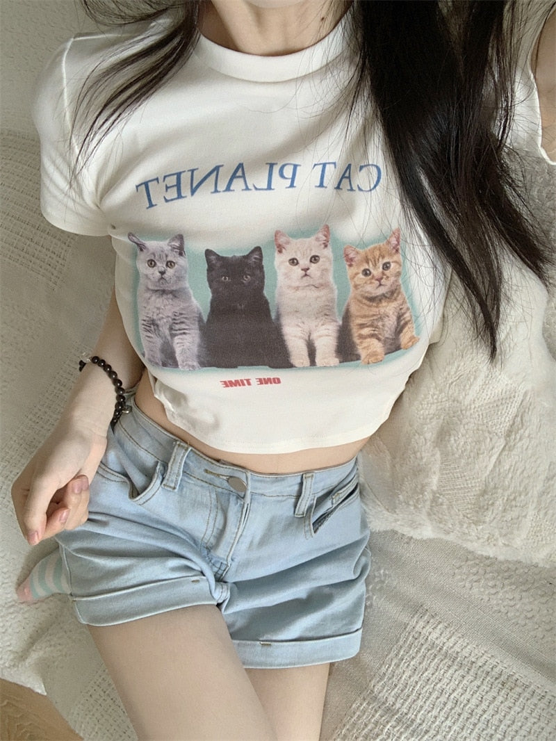 Cute Cat Friends Crop Top