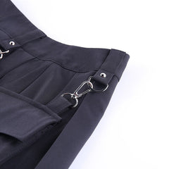 Gothic Black Skirt Cargo Pocket