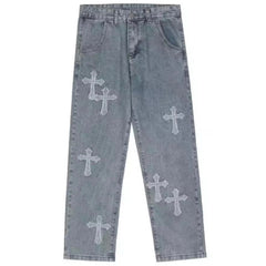 Cross Patched Denim Jeans