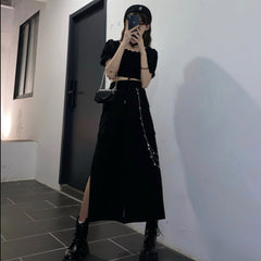 Long Midi Black Skirt