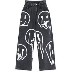 Retro Emoji Graffiti jeans