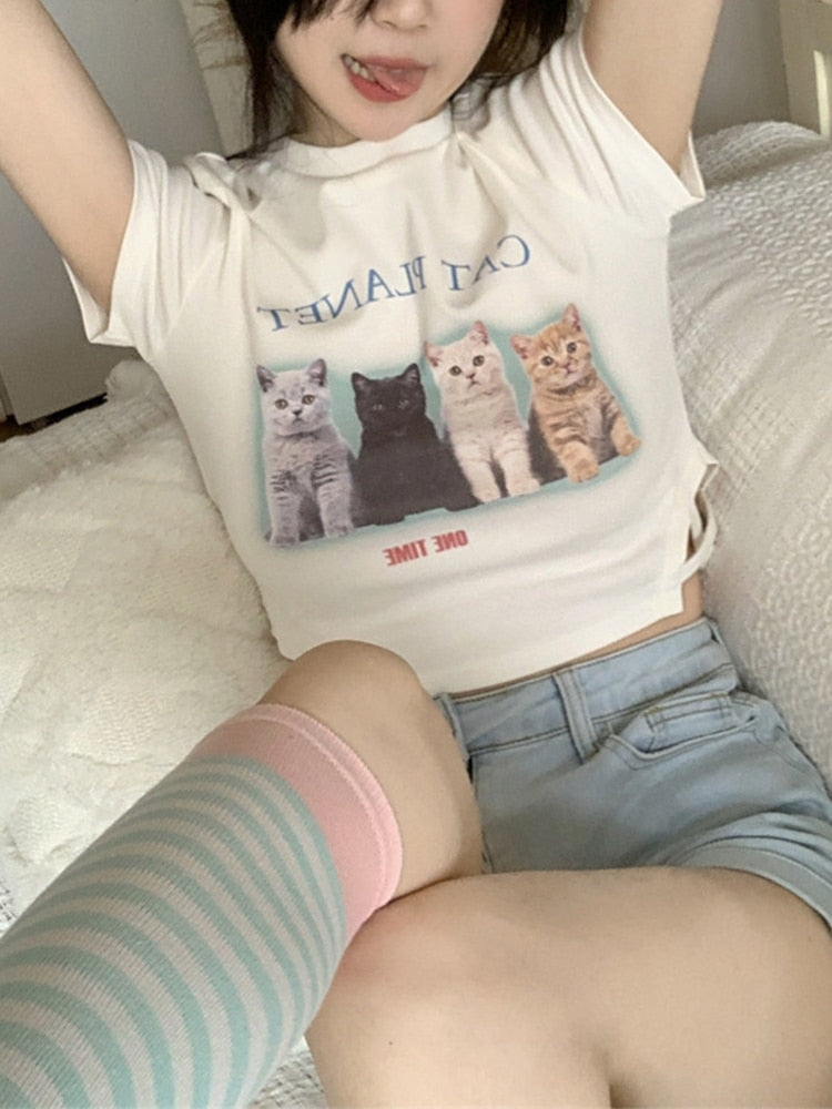 Cute Cat Friends Crop Top