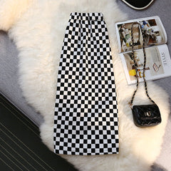 Long Skirt Checkerboard Print