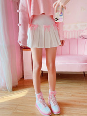 Dollette Kawaii Bow Pleated Mini Skirt