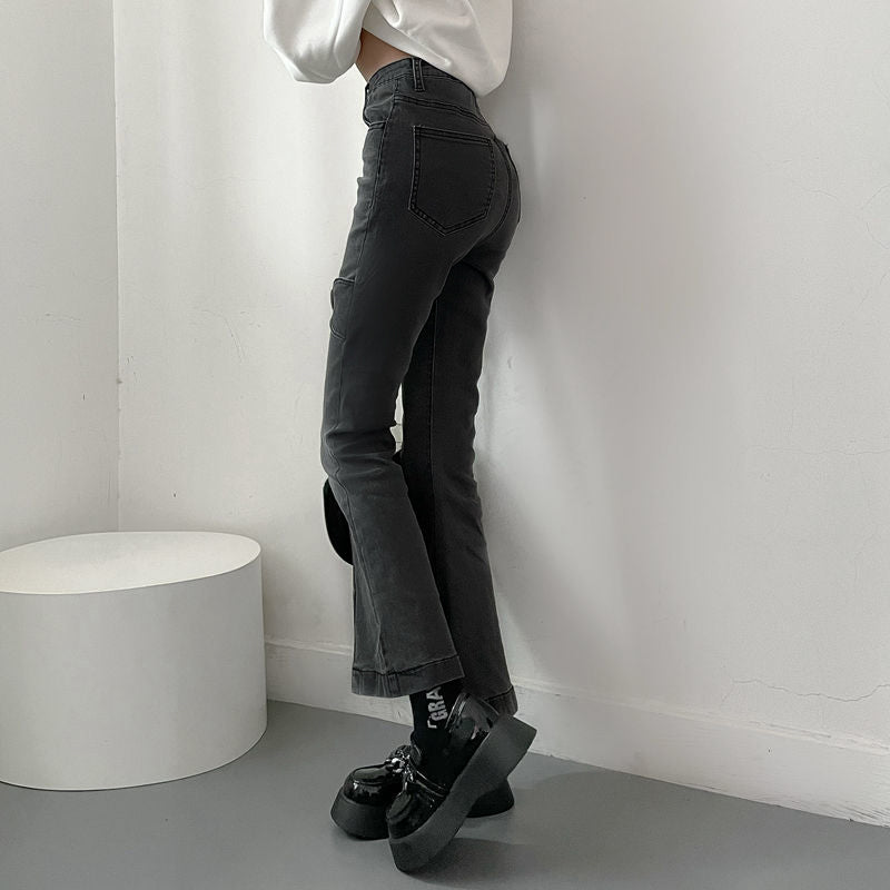 Pantaloni vintage in denim nero Y2K